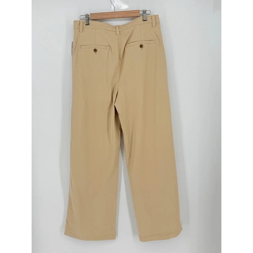 Gap New Pleated Wide Leg Khaki Pants Womens 12 Tan High Rise Academia Preppy - Picture 2 of 11